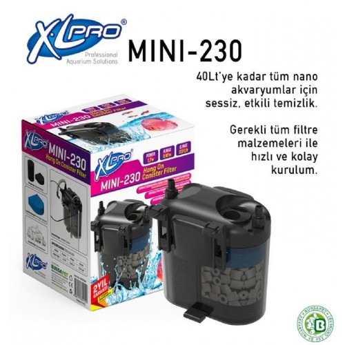 Xlpro Mini-230 Mini Askılı Dış Filtre 210L/H (DOLU)