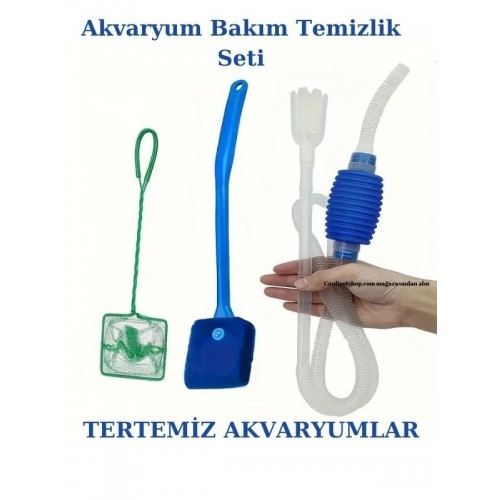 Akvaryum Bakım Ve Temizlik Kiti 3 Lü (Kepçe+Silecek+Sifon)