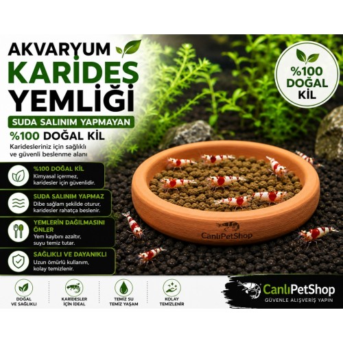 .Akvaryum Karides Yemliği Suda Salınım Yapmayan %100 Doğal Kil 1 Adet