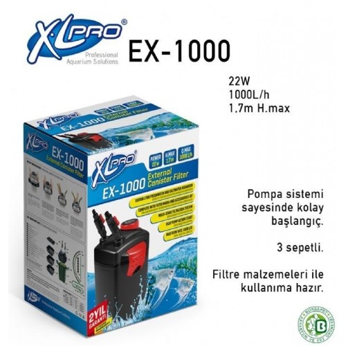 XLPRO EX-1000 DIŞ FİLTRE 1000L/H 22W (DOLU) 