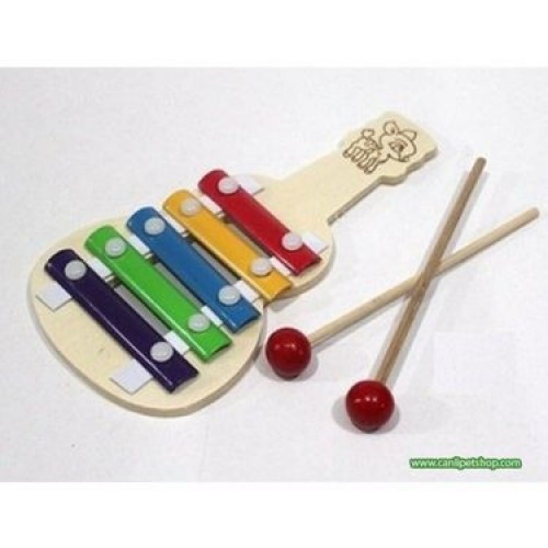 Ahşap Gitar Şeklinde 5 Notalı Selefon Müzik Aleti
