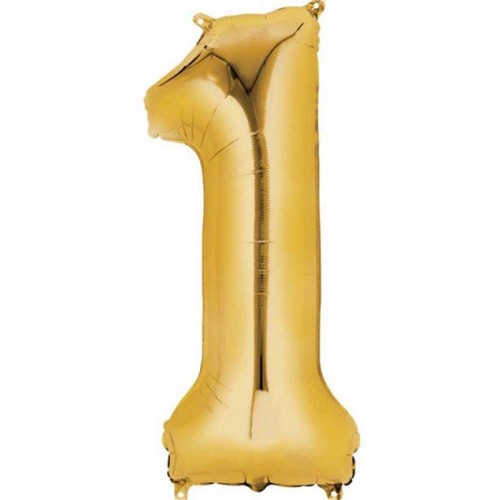 Rakam Folyo Balon Gold Altın Renk Orta Boy 1 Numara