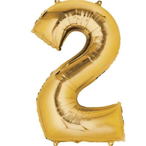 Rakam Folyo Balon Gold Altın Renk Orta Boy 2 Numara