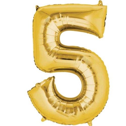 Rakam Folyo Balon Gold Altın Renk Orta Boy 5 Numara
