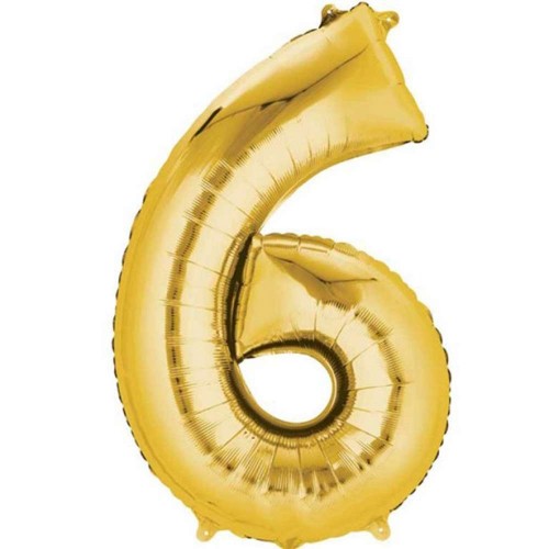 Rakam Folyo Balon Gold Altın Renk Orta Boy 6 Numara