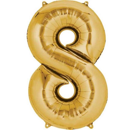 Rakam Folyo Balon Gold Altın Renk Orta Boy 8 Numara