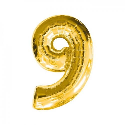 Rakam Folyo Balon Gold Altın Renk Orta Boy 9 Numara
