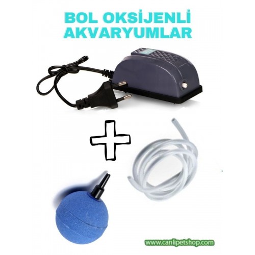 Fanus - Akvaryum İçin Oksijen ve Hava Seti (Hava motoru+hava hortumu+hava taşı)