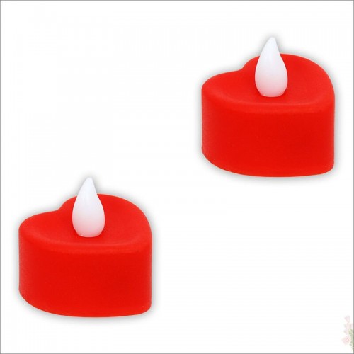 Kalp Kırmızı Led Tealight Mum 5 adet
