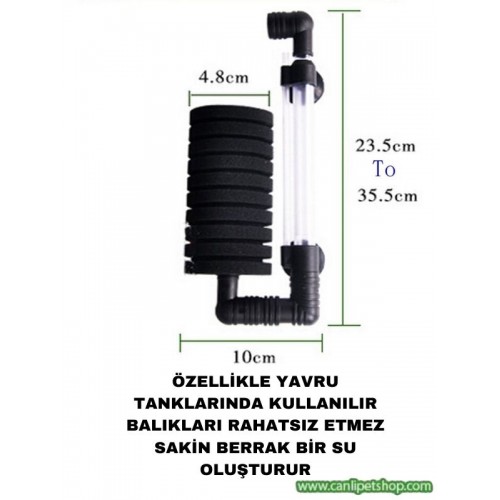 Akvaryum Temizlik Seti Xy-2821 Pipo Filtre+Hortum+Hava Motoru(Yavru Balık ve Lepistes için uyumlu